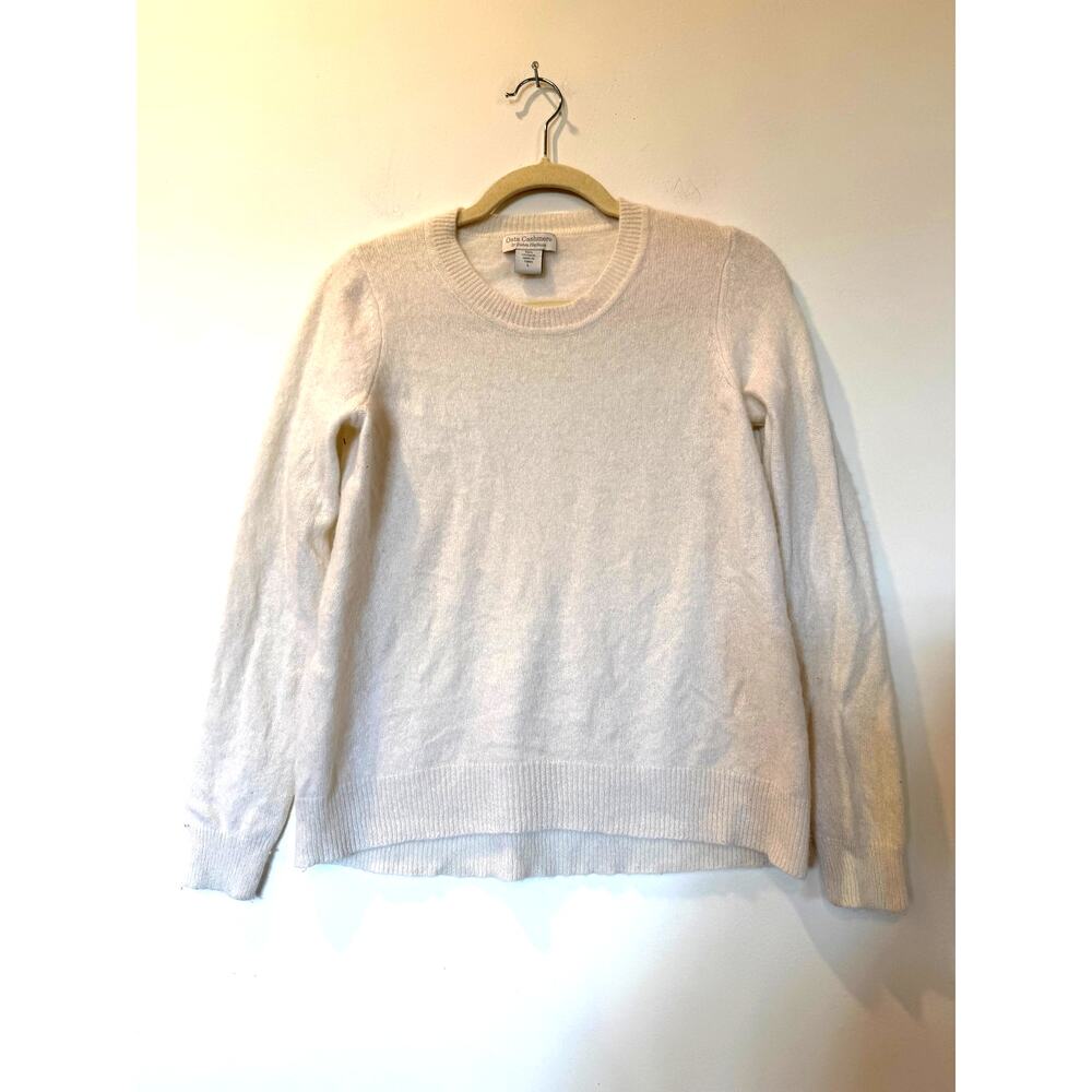 Oats Cashmere Debra Hayburn 100% cashmere ivory sweater L crewneck cottage core